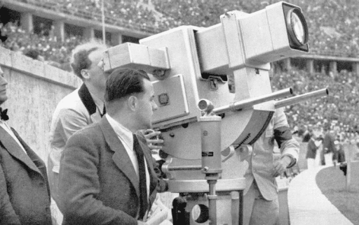 Walter-Bruch-operating-his-Oympia-Kanone-camera when were security cameras invented